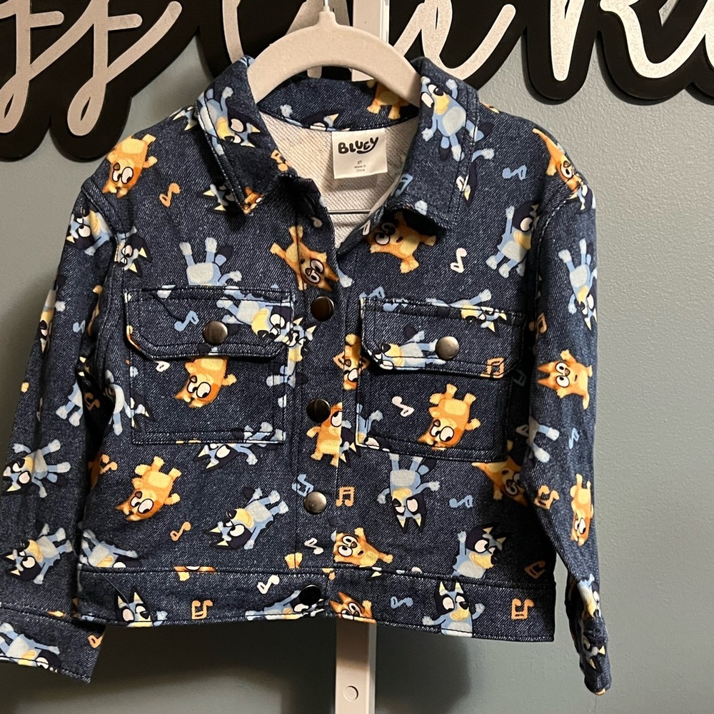 Bluey and Bingo Navy Button Up Jacket NWT 2T